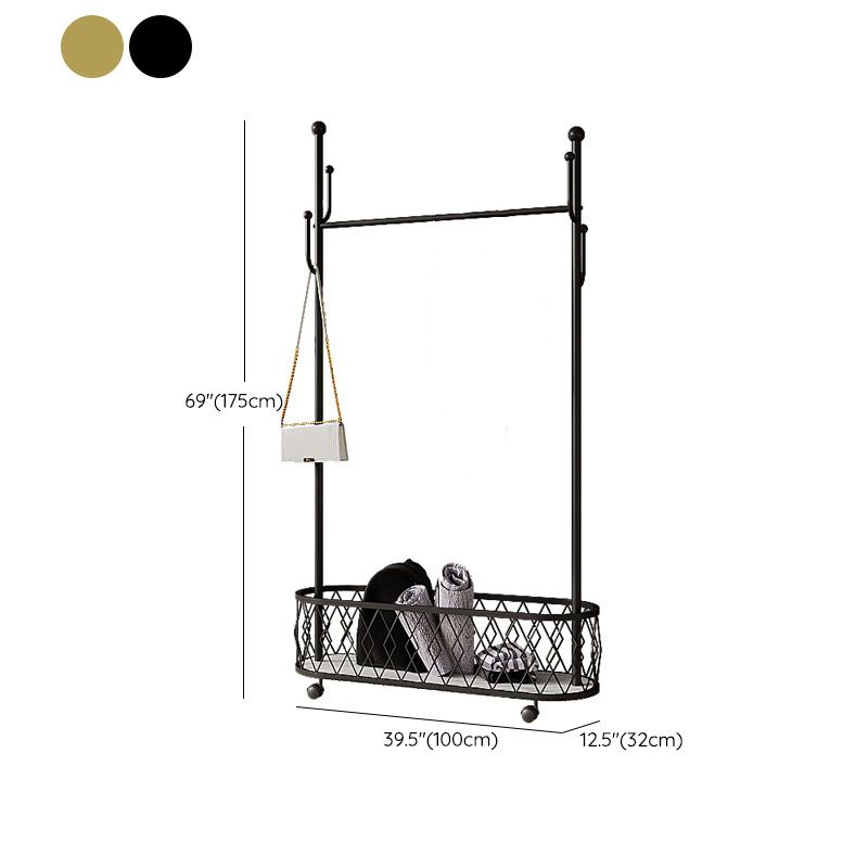 Brilliant Metal Coat Hanger Storage Basket Coat Rack with Castors