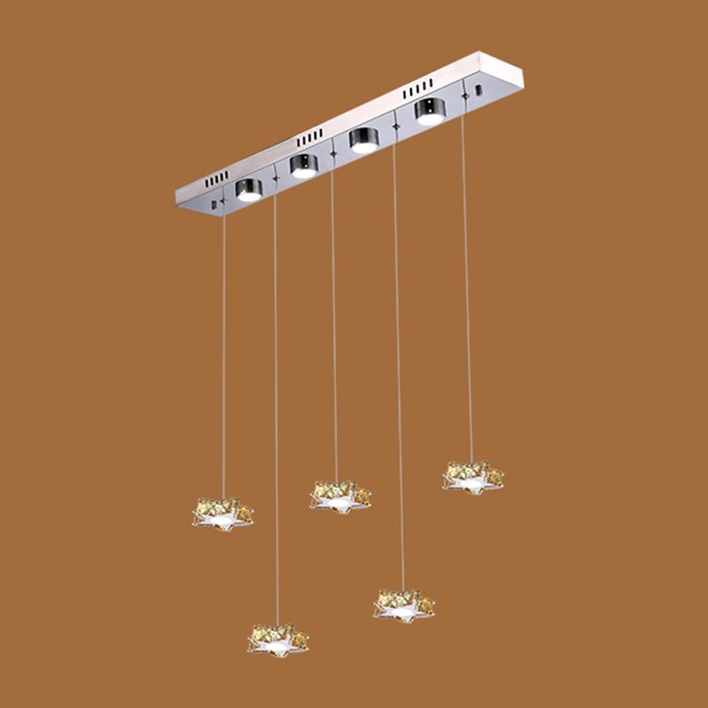 K9 Crystal Star LED Ceiling Light Minimalist Stainless-Steel Hanging Pendant Light