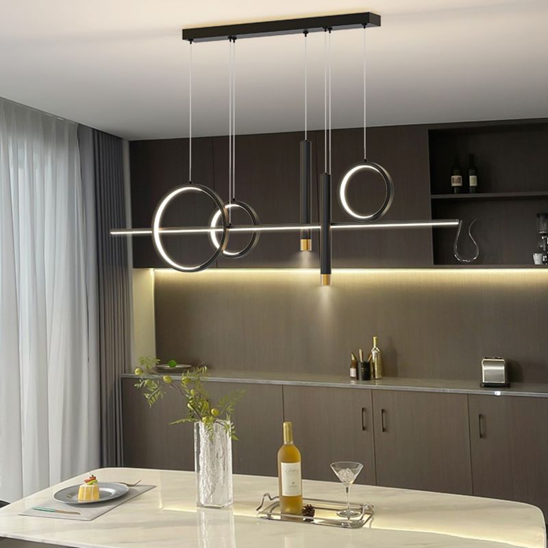 Aluminium Rectangular LED Island Pendant Light in Modern Creative Style Acrylic Ceiling Fixture for Dining Room