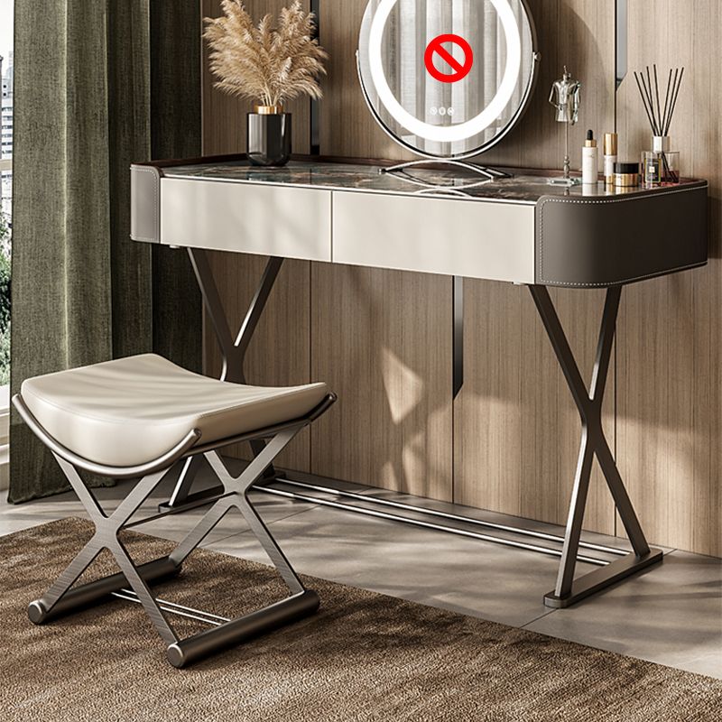 Makeup Vanity Table With Drawer and White Stool Set for Bedroom