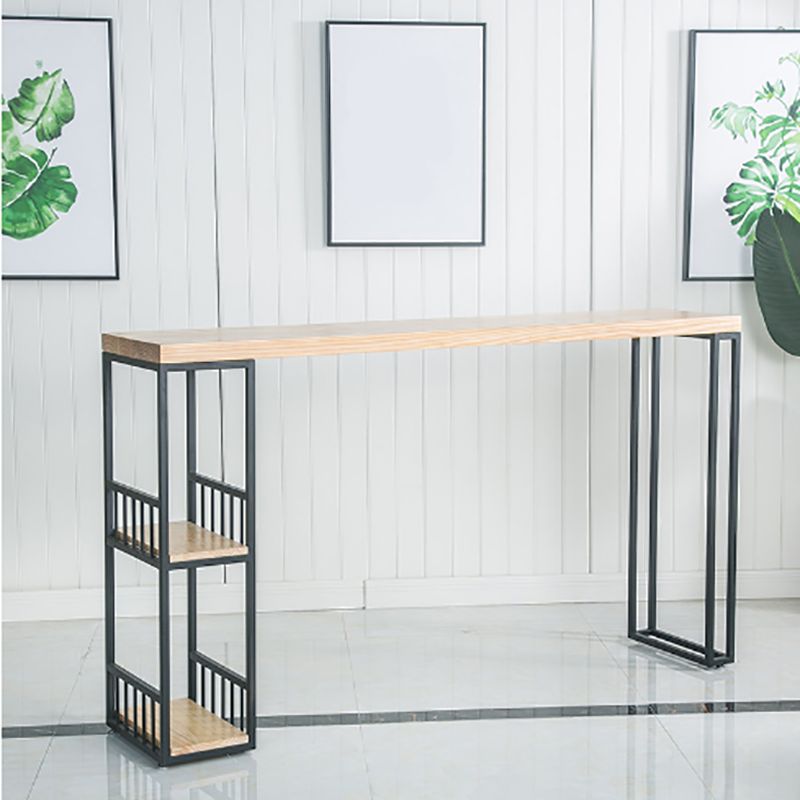 Natural Bar Table Set Industrial 1/3 Pieces Rectangle Solid Wood Counter Table Set