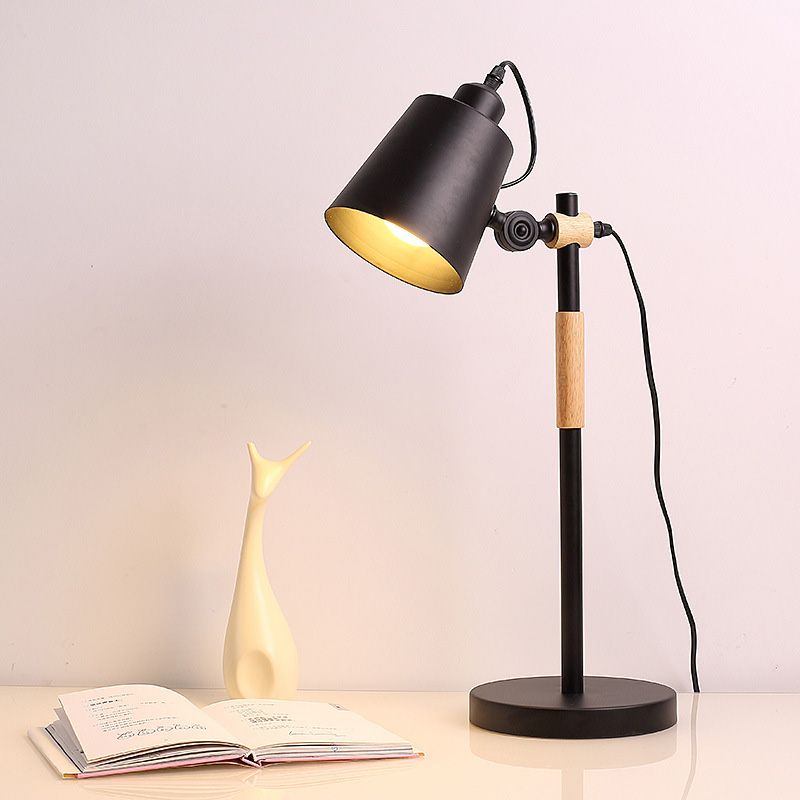 Metal Tapered Task Lighting Macaron 1 Head Yellow/Black/White Reading Book Light for Living Room