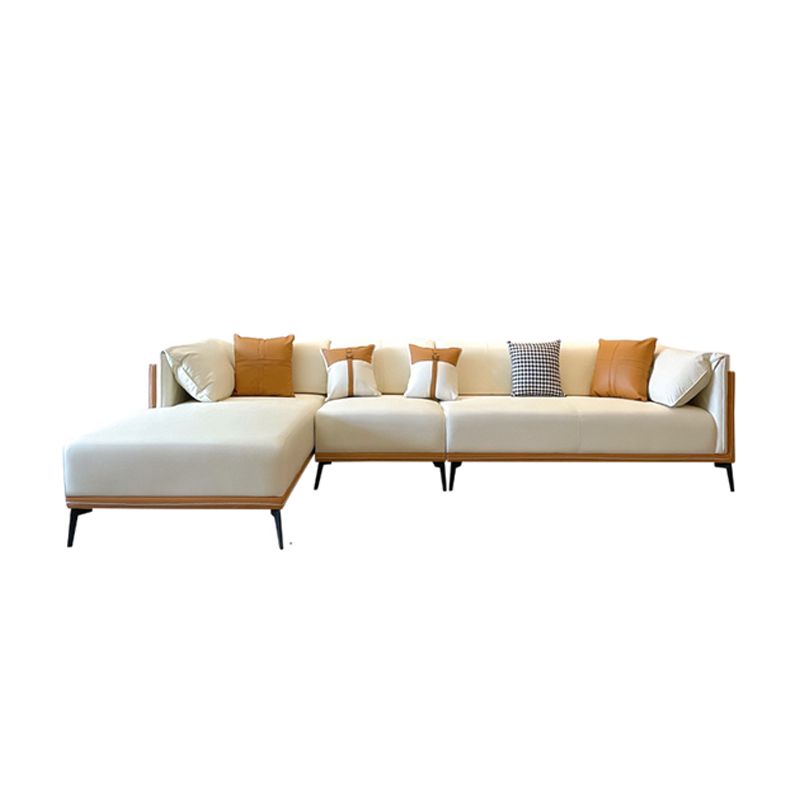 Modern Stain-Resistant Faux Leather Pillow Top Arm Sofa/Sectional for Living Room