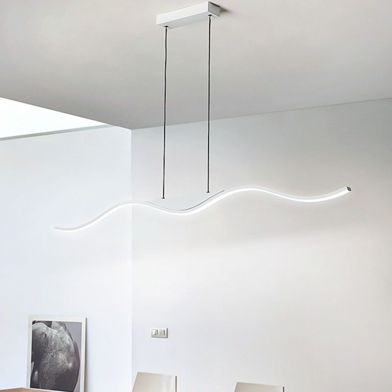 Single White Modernism Kitchen Island Lighting Unique Metallic Ceiling Light