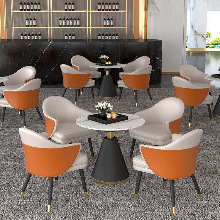 Zeitgenössischer Stil Stein Esstisch runder Sockel für Esszimmer