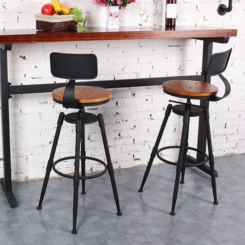 Industrial Metal Stool Upholstered Faux Leather Barstools in Matte Finish for Indoor