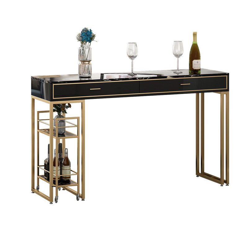 Glam Style Pub Table Set 1/3 Pieces Rectangle Stone Counter Set for Dining Room