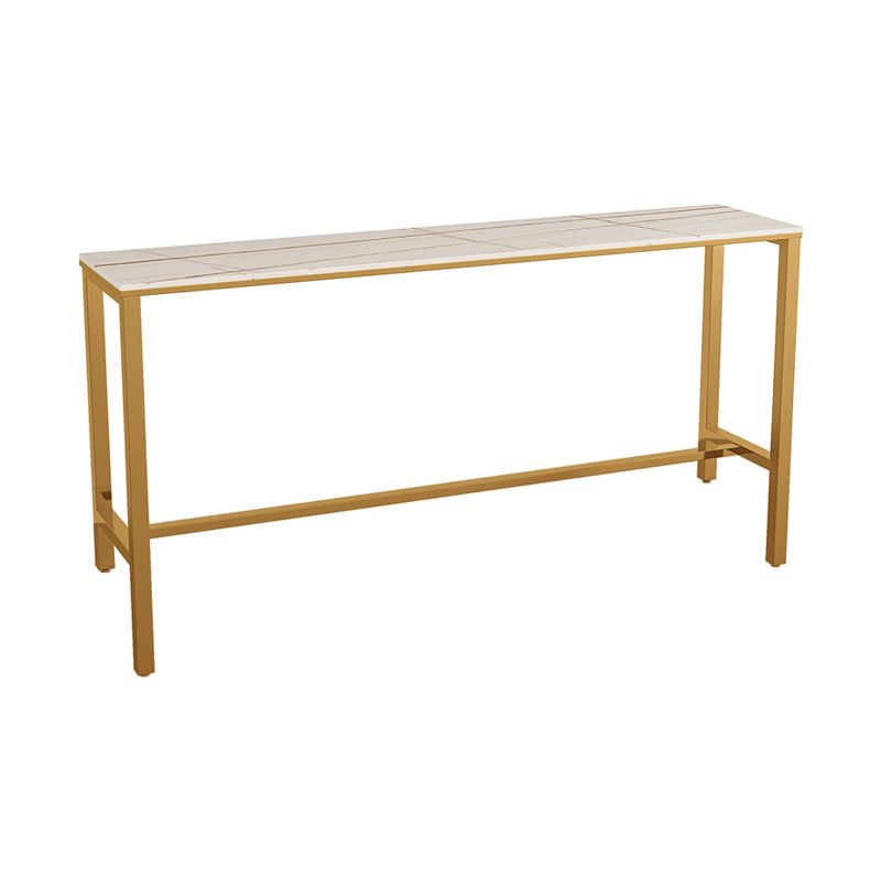 Table de bar en fer industrielle fausse rectangle de marbre supérieur 41,3 "H Table bistrot avec repose-pieds
