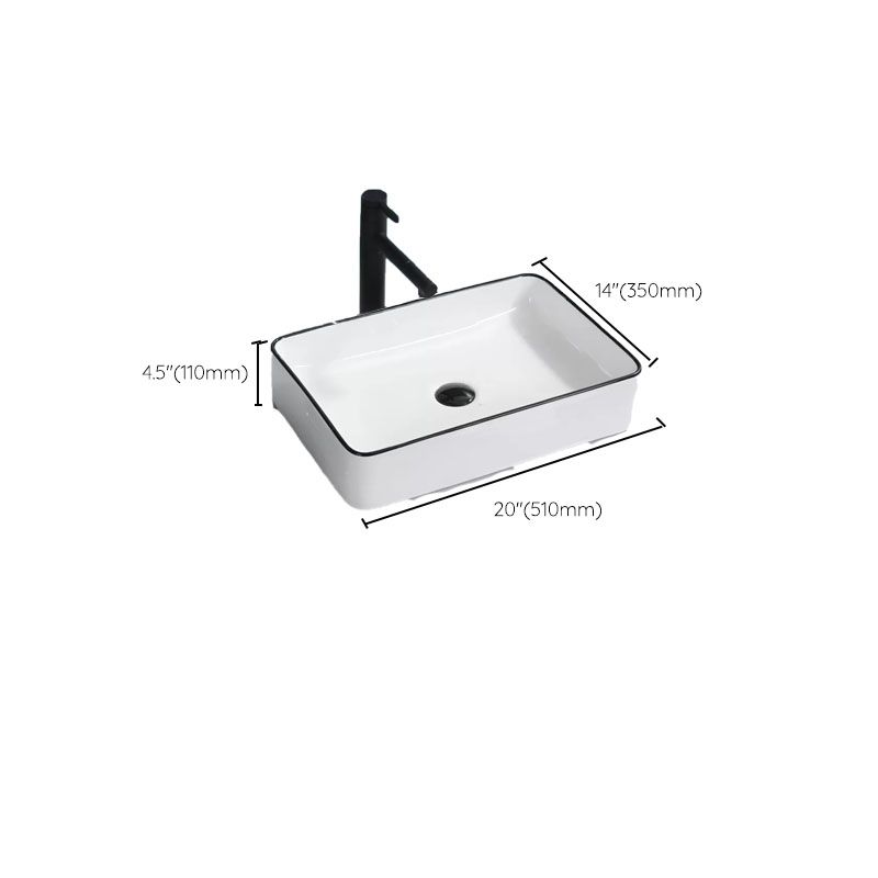 Bathroom Sink Ceramic Black Edging Anti-spill Rectangular Rod Single Handle Faucet Sink