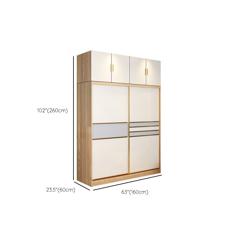 Engineered Wood Wardrobe Armoire with Garment Rod Modern Wardrobe Cabinet