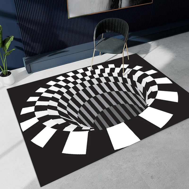 White Casual Indoor Rug Polyester Geometric Rug Washable Area Rug for Living Room