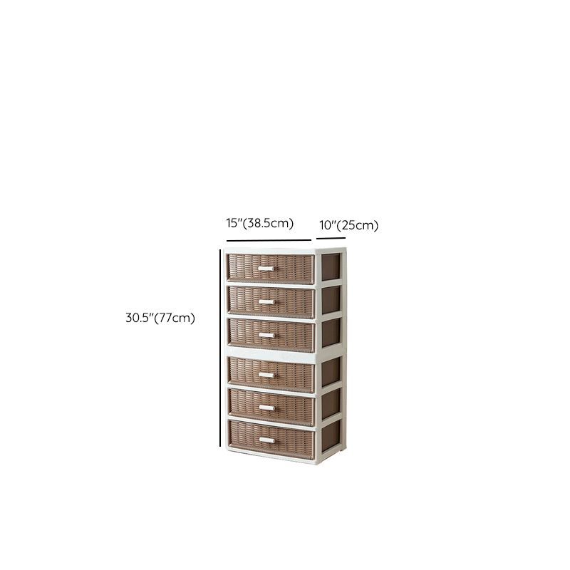 Contemporary Brown Plastic Vertical Kids Nightstand with 2/3/4/5/6 Drawers