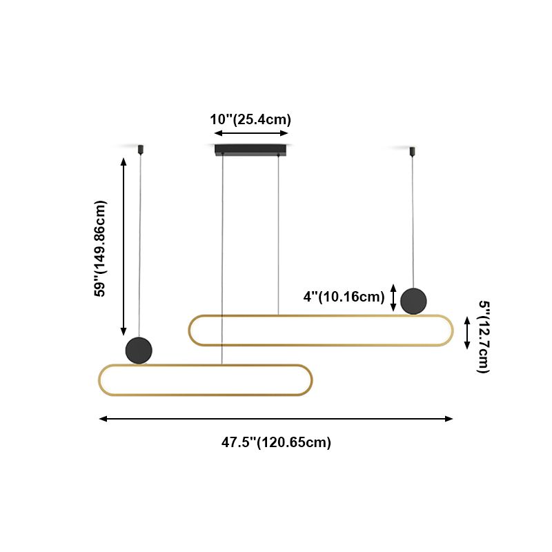Luces de isla ovalada Modernismo Luz de la isla metal en oro para el comedor