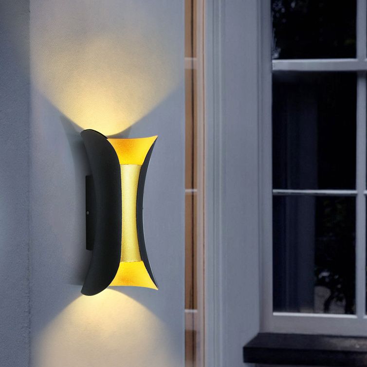 Curved Wall Light Lamp Sconce Modern Style Aluminum 2-Lights Black and Gold Wall Sconces