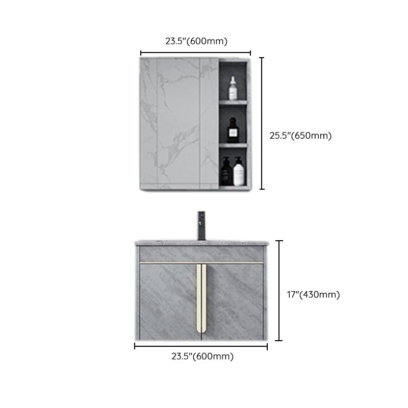 Glam Sink Vanity Wall-Mounted 2 Doors Rectangle Single Bathroom Sink Vanity with Mirror