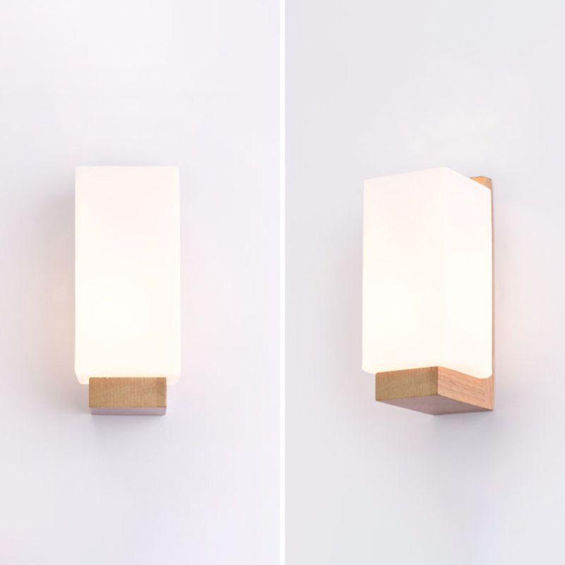 Rectangular Wall Sconce Lighting Modern Style Wood 1 Light Wall Mounted Light