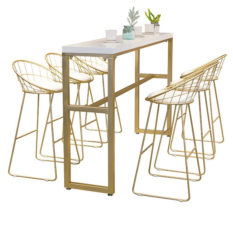 Modern Bar-height Table Solid Wood Top Bistro Pub Table with Gold Base