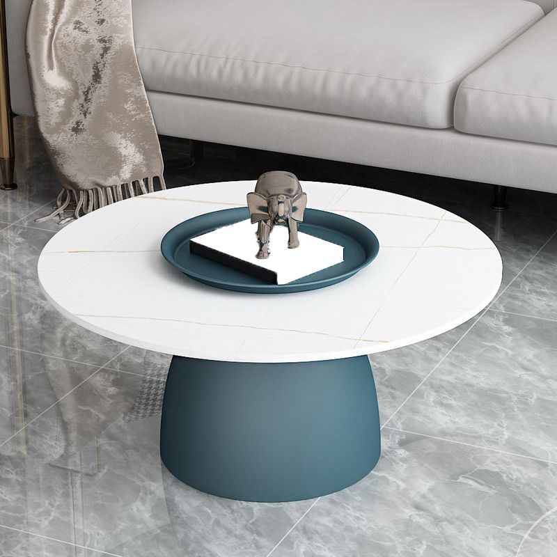 Mid-Century Modern Iron/Stone Coffee Table Dia 23.6"/31.5" Cocktail Table