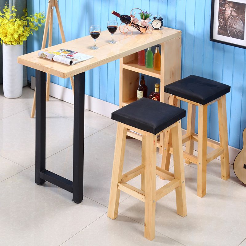 Modern Rectangle Bar Table Set 1/3 Pcs Wooden Brown Bar Table Set