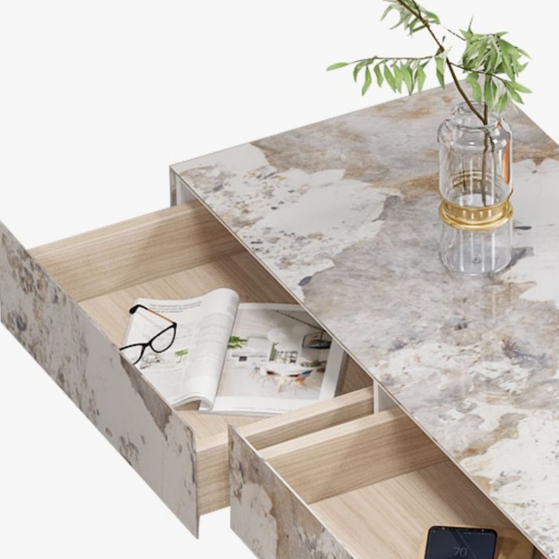 Contemporary Indoor Bar Dining Table Marble Rectangle Bar Table