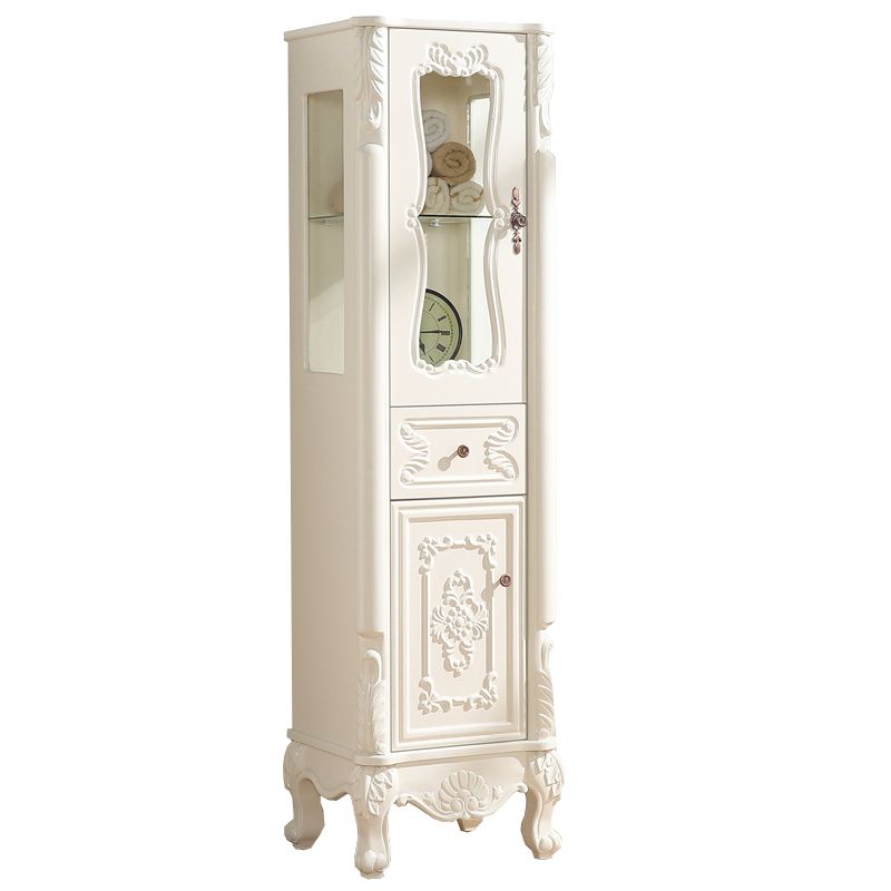 Modern Standard Accent Cabinet White Solid Wood Cabinet with Doors
