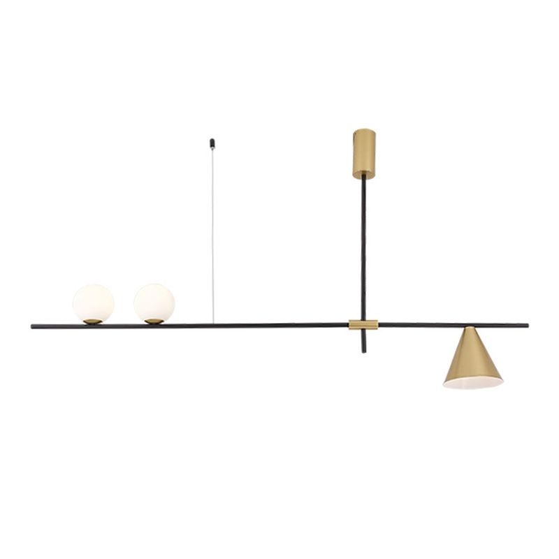 Modern Simple Iron Hanging Lamp Strip Shape Island Light Fixture for Dining Table