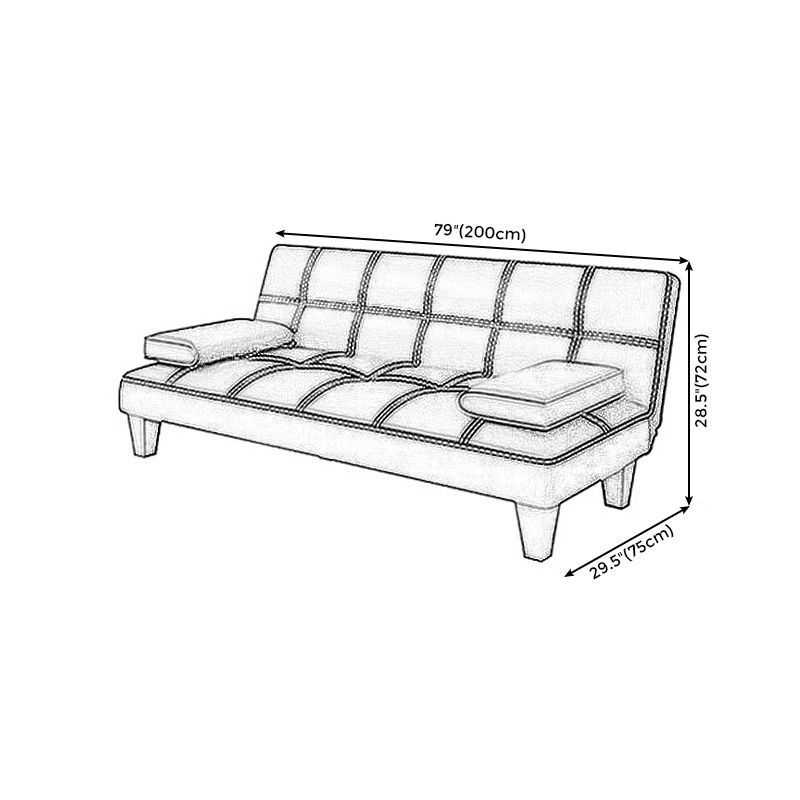 Modern Black Faux Leather Pillow Top Arm Sofa/Sectional with Convertible