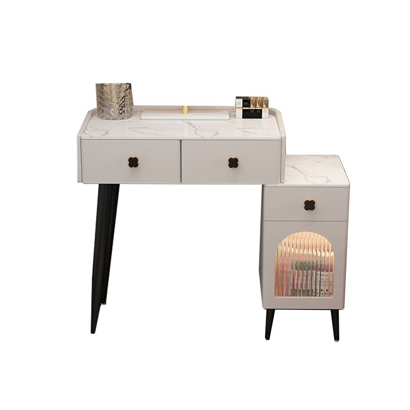 Solid Wood Makeup Vanity Desk Lighted Mirror Makeup Vanity Set with Drawer