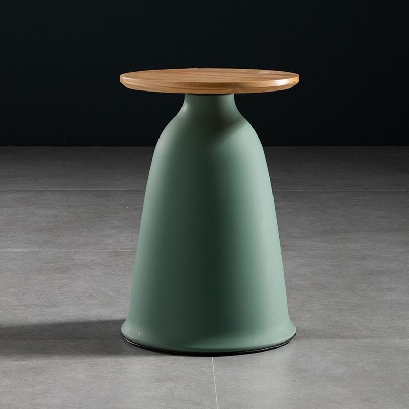17.7"/21.6" Tall Mental Pedestal End Table Wood Round Side End Table