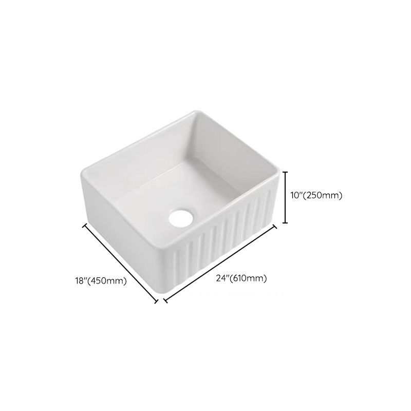 Farm Style Bathroom Sink Ceramic Rectangular Washroom Sink with Faucet