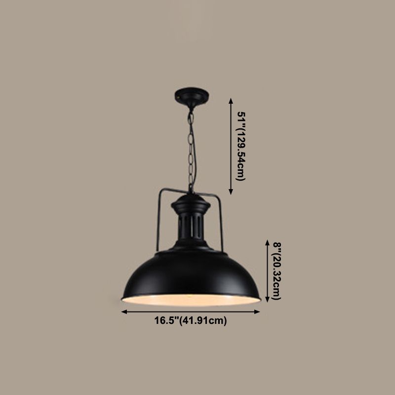 Lámpara de cúpula de hierro lacado lacado lacado con luz de un solo colgante de un solo colgante para un lugar comercial