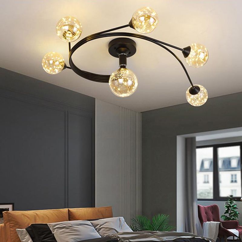 Globe contemporain Flush Lightture Glass Flush Mount Lamps en noir
