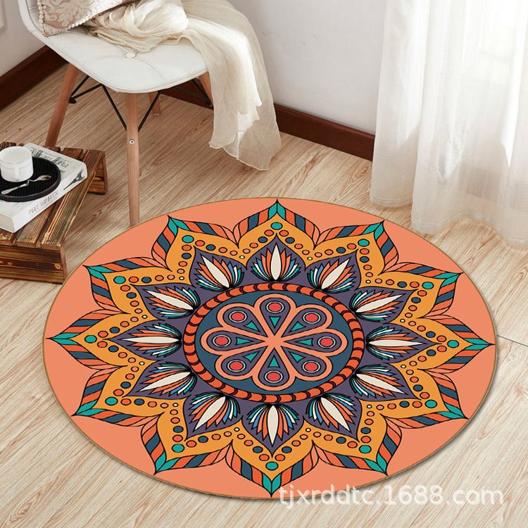 Boho Living Room Rug Multi-Color Flower Print Carpet Synthetics Stain Resistant Non-Slip Pet Friendly Area Rug