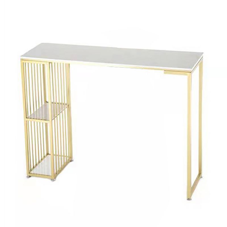 Modern White Marble Table with Rectangle Table Top Sled Table - 42" H