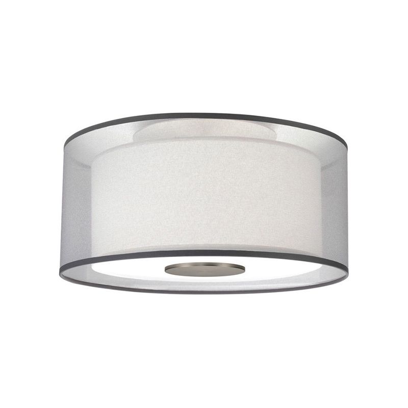 4 Lights Drum Flush Mount Lamp Classical White Fabric Ceiling Light Fixture, 16"/19.5”/23.5" Wide