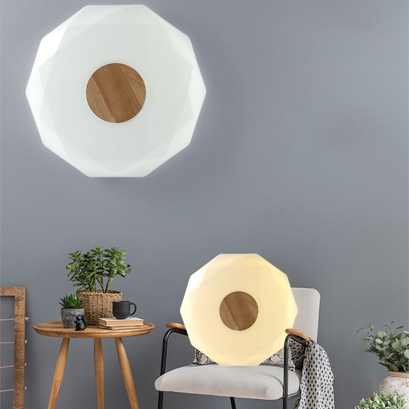 Wood Geometric Shape Flush Mount Modern 1 Light Flush Mount Lighting Fixtures in Brown