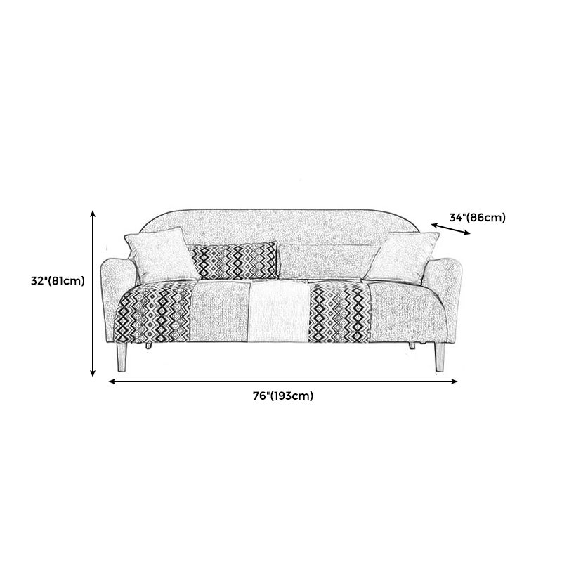 33.86" D x 31.89" H Curved Fabric 3-Seater Sofa Bohemia Style Sofa