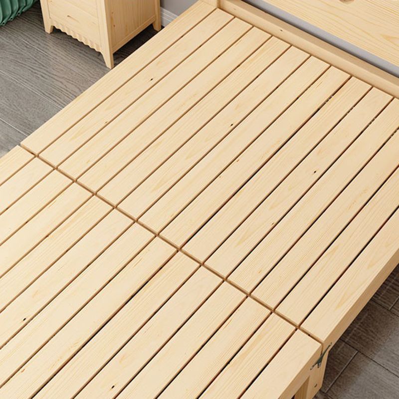 Scandinavian Wood Folding Bed Upholstered Bed Frame with Headboard