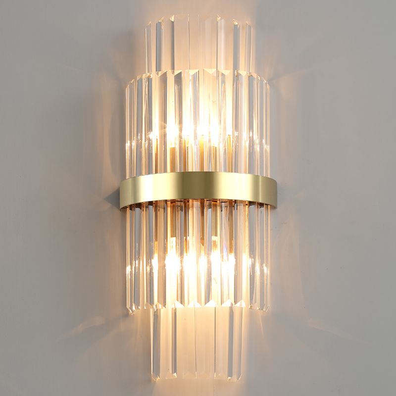 Postmodern Wall Mounted Light Fixture 2 Heads Sconce Light with Clear Crystal Shade