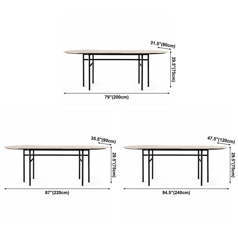 Metal Modern Oval Dining Table Wood Top Table for Dining Room and Kitchen