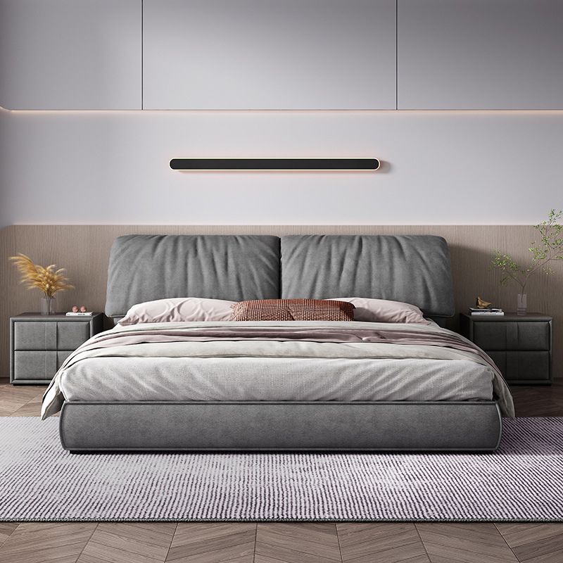 Glam Solid Wood Mattress Included Rectangular Panel Upholstered Headboard Bed