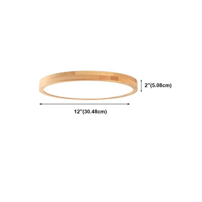 Modern Simplicity LED Ceiling Light Circular Wooden Flush Mount for Living Room