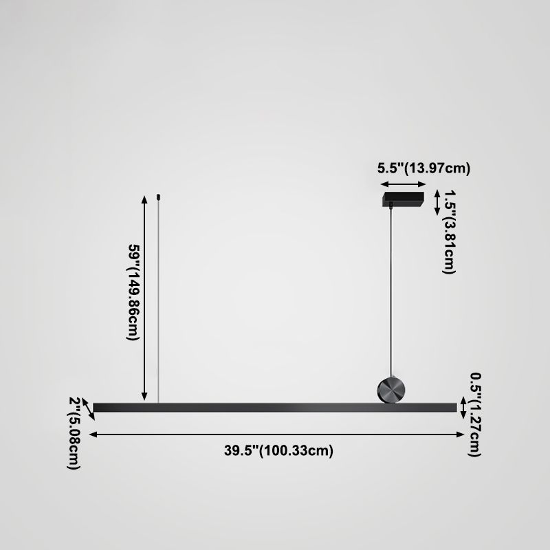 Black Modern LED Island Lighting Linear Aluminum Chandelier Light Fixture for Dining Room