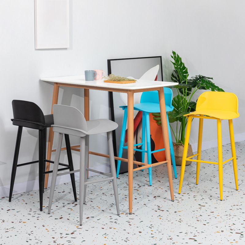 Glam Living Room Bar Height Stool Plastic Bar Stool with Iron Legs