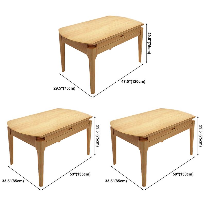 Modern Style Solid Wood Dining Table Brown Round Drop-Leaf Table with 4 Legs