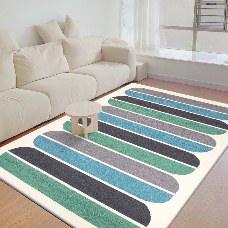 White Modern Rug Polyester Triangle Rug Non-Slip Backing Rug for Drawing Room