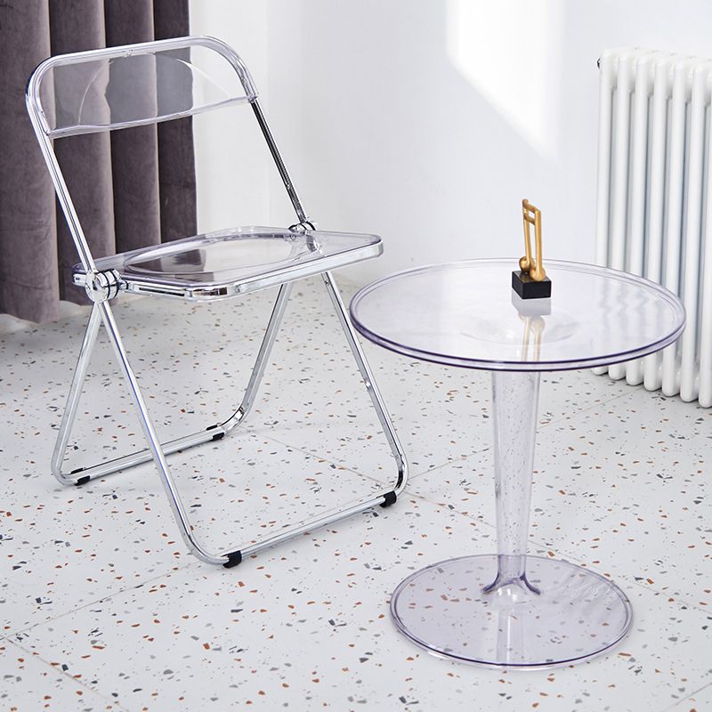 Crossed Base Design Acrylic Material Modern Style Round Side Table