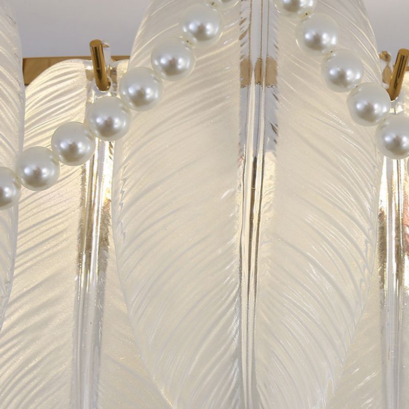 Round Shape Glass Flush Light Modern Style Multi Lights Flush Mount Fixture in Gold