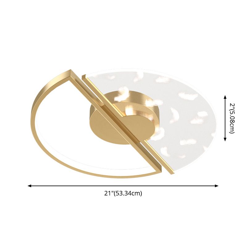 Modern Creative LED Feather Flush Mount Aluminium Circular Ceiling Fixture with Acrylic Shade