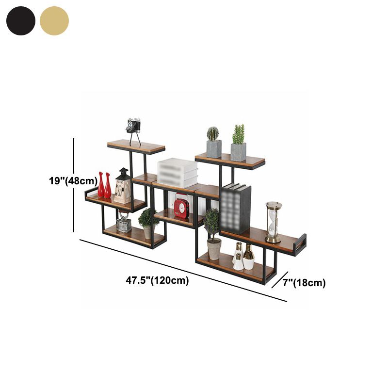 Wall Mounted Bookshelf Solid Wood Industrial Style Bookcase for Home Office